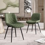 YOUNIKE S&ouml;&ouml;gitoa toolid 2 k&ouml;&ouml;gitoolist koosnev komplekt Kunstnahast mugavad polsterdatud toolid metallist jalgadega s&ouml;&ouml;gilaudade toolid elutoa toolid seljatoega, roheline