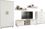Per la vita Nord 2 Valge/Artisan garderoobikapp - kaasaegne elutoa m&ouml;&ouml;blikomplekt koos sahtli, garderoobikapi, TV-kapi ja 2 seinariiuliga pakkumine - kabinetisein elutuppa ja teismeliste tuppa