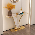 Konsoolilaud, konsoolilaud, kuldne konsoolilaud, kaasaegne diivanilaud esikusse, suur Faux marmorist puidust aktsentlaud, fuajeelaud, ruumi s&auml;&auml;stev, kaasaegne konsool koju (v&auml;rvus