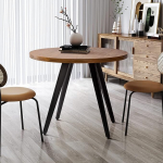 &Uuml;mmargune s&ouml;&ouml;gilaud 2-4 inimesele tammepuust l&auml;bim&otilde;&otilde;t 80 x K 75 cm K&ouml;&ouml;gilaud modernses retro stiilis t&ouml;&ouml;stuslikus disainis s&ouml;&ouml;gituppa K&ouml;&ouml;ki t&ouml;&ouml;stuslik disain Vintage Brown