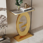 JSWHYBD Eingangstisch, moderner, minimalistischer Gold-Konsolentisch mit rundem Rahmen, multifunktsionaalne Dekor-Aufbewahrungstisch, f&uuml;r das Wohnzimmer im Flur C 100 * 30 * 80CM
