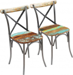 VidaXL Chaises de salle &agrave; manger 2 pi&egrave;ces Bois recycl&eacute; 51 x 52 x 84cm