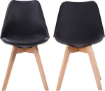 Happy Garden Nora Skandinaavia stiilis s&ouml;&ouml;gitoa toolid mustad pehmendustega k&ouml;&ouml;gitoolid polsterdatud toolid t&auml;ispuidust p&ouml;&ouml;ki jalad 2-st komplektis