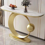 Generisch Stiilne kaasaegne konsoollaud marmorkattega - unikaalne &otilde;huke diivanilaud elegantse &uuml;mmarguse alusega elutuppa, esikusse ja esikusse - &scaron;ikk kuldse disainiga