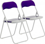 Harbour Housewares v&auml;rvilised pehmendusega kokkupandavad toolid - lilla - 2 pakki - kergesti ladustatav kokkupandav metallraamiga lauatool kontorisse, s&ouml;&ouml;gituppa, k&ouml;&ouml;ki