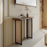 Rotangist konsoollaud elutuppa, hoiulaud, 30 cm s&uuml;gav, kaasaegne konsoollaud, kitsas maamaja stiilis elutuppa, esikusse ja fuajeesse (120 x 30 x 80 cm/47 x 12 x 31 tolli)