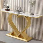 Generisch Langer Konsolentisch im Industriestil, schmaler Eingangstisch mit herzf&ouml;rmigem Metallfu&szlig;, stilvoller Akzent-Flurtisch f&uuml;r Wohnzimmer und Eingangsbereich, 100 cm (Gold D)