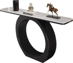 Konsolentisch Moderner Konsolentisch Mit Steinplatte F&uuml;r Den Eingangsbereich, Schmaler Akzenttisch F&uuml;r Den Flur Mit Geometrischem Metallsockel F&uuml;r Home-Office-Lofts(White,140cm/55.1in)