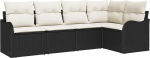 5-teiliges Garten-Sofaset mit Kissen Schwarz Poly-Rattan, 2-Sitzer-Garten-Sofa mit Stauraum & Kissen Schwarz Poly-Rattan Gartenlounge Model3354366