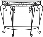 Schwarzer Halbmond-Konsolentisch - Kratz- und schmutzabweisender Eingangstisch im Foyer, Schmiedeeisen-Design f&uuml;r Flur und Veranda, 80 x 80 cm