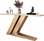 Konsolentisch Konsolentisch Im Eingangsbereich, Schmaler Sofatisch Mit Geometrischer Basis, Eingangstisch F&uuml;r Flur, Wohnzimmer, Foyer, Flur, B&uuml;ro ( V&auml;rv : White+Gold , Suurus : 39.4X11.8X31.5inch )
