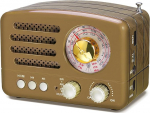 PRUNUS J-160 Klassikaline raadio Retro disain FM AM(MW) SW SD USB MP3 Bluetooth transistorraadio koos k&otilde;lariga, toetab AUX funktsiooni, 270&deg; suur kompassi h&auml;&auml;lestusaken. (Kuldne)