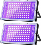 Glostars 100 W LED UV must valgusvalgusti, must valguslamp, IP66 veekindel, 395-400 nm UV peovalgus koos l&uuml;litiga baarile, peo aksessuaaridele, musta valguse kaunistamiseks, lavavalgustusele (2 tk)