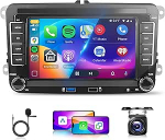 2G & 64G 7-tolline Android autoraadio VW Golf 5 6 Polo Passat Skoda Touran Tiguan Seat koos Carplay Android Car Wireless, 2 USB, puuteekraaniga Bluetooth EQ/RDS/FM raadio, WiFi Navi/AHD tagurduskaamera