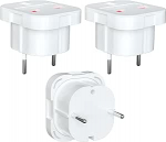 HITRENDS 3 Pack UK to DE Adapter Plug, Travel Plug UK Adapter to EU, 3 Pin UK Adapter to 2 Pin German EU Adapter Socket with Safety Lock for Travel, Home, Office, White