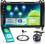8 Core 6G + 128G autoraadio Android 15 Mercedes-Benz B200 2008-2011 B-klassile W169 W245 W639 Sprinter Viano Vito, 9-tolline puuteekraan DSP Carplay Android auto GPS Wi-Fi Bluetooth FM RDSiga