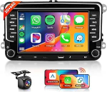 Hodozzy Carplay autoraadio VW Passat Golf Seat Altea Skoda Octavia jaoks USB/USB-C/Navi/WiFi, 7-tolline VW autoraadio Bluetooth Android Car/EQ/Mirror Link/FM/RDS/SWC + tagurduskaamera