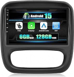 CAMECHO 6G + 128G Android 15 autoraadio Renault Traffic 3 2014-2021/Opel Vivaro B 2014-2018 koos Navi Carplay Android autoga, 9-tolline IPS puuteekraan koos GPS DSP RDS Bluetooth 5.0 + tagurduskaamera