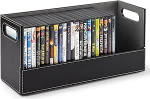 Stock Your Home DVD Storage Box, filmi riiuli korraldaja Blu-Ray, videom&auml;ngude puhul, CD-d, VHS kassettide kuvamise stend, plaadihoidja saab salvestada kuni 28 DVD-d, kunstnahk (must)