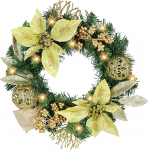 Kaunistatud j&otilde;ulup&auml;rg LED-valgusega Jaanipuu marjad kuuseoksad j&otilde;ulupuu kujukesed 30 cm dekoratiivne p&auml;rg advendip&auml;rg uksep&auml;rg kuusep&auml;rg lillep&auml;rg j&otilde;ulup&auml;rjad j&otilde;ulukingad j&otilde;ulud