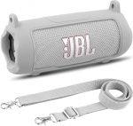 Khanka JBL Flip 7 Silikoonist &uuml;mbris koos eemaldatava &otilde;larihmaga, l&ouml;&ouml;gikindel pehme &uuml;mbris JBL Flip 7 kaasaskantavale Bluetooth-k&otilde;larile, ainult &uuml;mbris (valge)