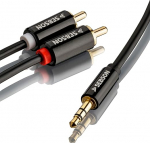 SEBSON Audiokaabel 10 m Jack 3,5 mm kuni 2 RCA pistikut RCA kuni Jack kullatud varjestatud kaablile