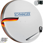 SCHWAIGER 714517 Digitaalne satelliidipaneel koos 75 x 85 cm terasantenniga (s&uuml;si), nelja LNB-ga (helehall) ja 4x 7 mm F-liitmikuga v&auml;rviliste r&otilde;ngastega DVB-S/S2 vastuv&otilde;tmiseks Full HD, 3D ja 4K (Ultra HD) formaadis.