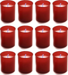 AROMATIS - 12 x punane k&uuml;&uuml;nal 6,5 x 4,7 (l&auml;bim&otilde;&otilde;t) cm (2,56 x 1,85 tolli) - votiivk&uuml;&uuml;nal - liturgiline k&uuml;&uuml;nal soovid - p&otilde;lemisaeg 24 tundi.