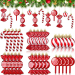 Liliful 30 tk j&otilde;ulukommi ornamentide komplekt plastmassist piparm&uuml;ndi kommid j&otilde;ulukaunistused j&otilde;ulukommi lollipop ornament Xmas rippuv lollipop muster kaunistused