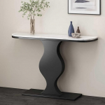 Moderner Eingangstisch, schmaler Konsolen-Sofatisch mit geometrischem Metallfu&szlig;, stilvoller Akzenttisch f&uuml;r Wohnzimmer, Flur und Foyer (Schwarz, 39,4 Zoll)