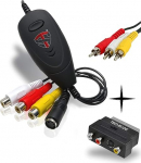 TechSide Video Grabber 2025 - VHS digiteerimine (USB 2.0) koos seadistusassistendiga, sisaldab SCART + RCA videomagnetofonile VHS/Hi8, Windows 11/10, konverteerib kassetid MP4-ks