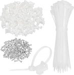 hankimise kaart 100tk 7/8" kaabli sidemete sadulakinnituste alus koos 6" kaabli sidemete ja M5 keermestuskruvidega Traadi korraldaja hoidja klambrite komplekt Valge