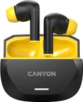 CANYON HEXAGON 7 Bluetooth Kopfh&ouml;rer - Kabellose In-Ear Kopfh&ouml;rer Bluetooth 5.4, ANC+ENC m&uuml;rasummutus, USB-C, 4 mikrofoni, 27h aku, kaablikomplekt TWS7, Schwarz/Gelb