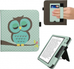 kwmobile Flip Cover &uuml;hilduv Kobo Kobo Libra Colour/Tolino Vision Colour - &uuml;mbris randmerihmaga Owl Sleep T&uuml;rkiisikas pruun m&uuml;ndiroheline