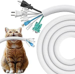 REFLYING koera ja kassi kaabli kaitse v&auml;rav, kaabli muhvid, 3 meetrit, 25,4 mm, kaablite kaitse n&auml;rivate lemmikloomade eest, laiendatav punutud isesulguv kaabli muhv, valge