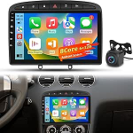 8 Core 6+128GB autoraadio Peugeot 308 408 2007-2015, Android puutetundlik raadio traadita CarPlay'ga, GPS WiFi DSP HiFi, Plug & Play uuendamine + tagumise vaatega kaamera