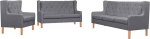 Tidyard 3-Piece Sofa Set Lounge Sofa Upholstered Sofa Set Living Room Sofa Seat Furniture 2-Seater 3-Seater & Chair Fabric Grey