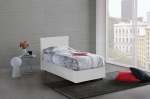 Talamo Italia - Caide Single Bed, Container Bed with Faux Leather Cover, 100% Made in Italy, Side Opening, Mattress Cm 80 x 190 cm, White