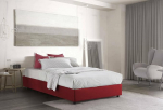 Talamo Italia - Nicole Square and Half Bed, Container Bed with Fabric Cover, 100% Made in Italy, Front Opening, Suitable for Mattress Cm 120 x 190 cm, Red