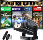 Projektor 1080P WiFi ja Bluetooth Android projektor, mini projektor 4k 【2026 mudel ja 270&deg; p&ouml;&ouml;ratav】 Kaasaskantav projektor Native 4K Full HD Support Laptop PC/HDMI/USB/Auto Focusing, must