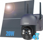 Xega 4G LTE valvekaamera koos SIM-kaardiga v&auml;ljas, 20 W p&auml;ikesepaneel, 20 000 mAh aku, 2K 3MP PTZ p&auml;ikesepaneeliga traadita valvekaamera ilma WiFi, 355&deg;/95&deg; p&ouml;&ouml;ramine, v&auml;rviline &ouml;&ouml;n&auml;gemine, PIR
