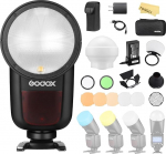 GODOX V1-N v&auml;lk Nikon &uuml;mmarguse peaga kaamera Speedlite TTL kiirvalgusti 2.4G juhtmeta s&uuml;steem 1/8000s kiire s&uuml;nkroniseerimine, 2600 mAh liitium aku, koos AK-R1 AK-R22 tarvikutega