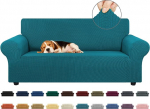 KEKUOU Stretch Loveseat Diivan Slipcover 1 Piece Diivan Diivan Cover (55 "-79") M&ouml;&ouml;bli kaitsja 2 istekohaga diivan elastse alusega lastele Lemmikloomade Jacquard Plaid muster kangas (Medium, Peacock) Blue)