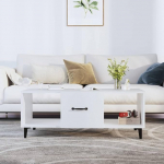 FIRBNUS K&otilde;rvallaud Diivanilaud Valge 102 x 50 x 40 cm Elutoa laud Modernne stiilne telefonilaud V&auml;ike laud Elutoa kohvilaud Diivanilaud Teelaud Puidu materjal Metall