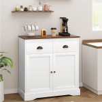 Sideboard, k&ouml;&ouml;gikapp, buffetkapp 2 ukse ja 2 sahtliga, 80 x 40 x 90 cm, k&ouml;&ouml;gikapp t&ouml;&ouml;tasapinnaga ja reguleeritava riiuliga k&ouml;&ouml;ki, s&ouml;&ouml;gituppa, elutuppa, valge
