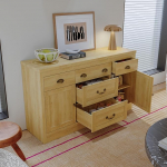 Sideboard, 5 sahtli ja 2 uksega, Vintage k&ouml;&ouml;gi buffet-kapp elutuppa, s&ouml;&ouml;gituppa, 135 x 39,8 x 80 cm, MDF