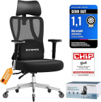 SONGMICS kontoritool ergonoomiline t&ouml;&ouml;laua tool m&auml;ngutool reguleeritav nimmepiirkonna peatugi k&auml;etoed erinevad k&otilde;rgused 150kg kandev&otilde;ime tint must OBN067BH01