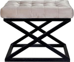 Stiilne metallist raamiga pouffe, 50 cm x 42 cm x 40 cm, 100% pol&uuml;estrist Babyface kangas must ja kreemikas, sobib ideaalselt kaasaegsetesse eluruumidesse.