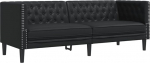 Chesterfield 3-kohaline diivan mustast kunstnahast 194 x 74,5 x 70,5 cm nuput&otilde;mblusega Mugav diivan elutuppa teismeliste tuppa kontorisse