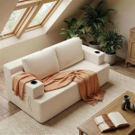 YINIX 2-kohaline diivan ilma raamita, pilves diivan 2 joogihoidjaga ja k&uuml;ljetaskutega, futon diivan k&otilde;rge tihedusega vahust, p&otilde;randatool n&ouml;&ouml;rkattega, kriimustuskindel ja stabiilne, 170 x 90 x 60 cm.